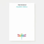Vom Schreibtisch der Regenbogen-Aquarell-Libelle Post-it Klebezettel (Vorderseite)