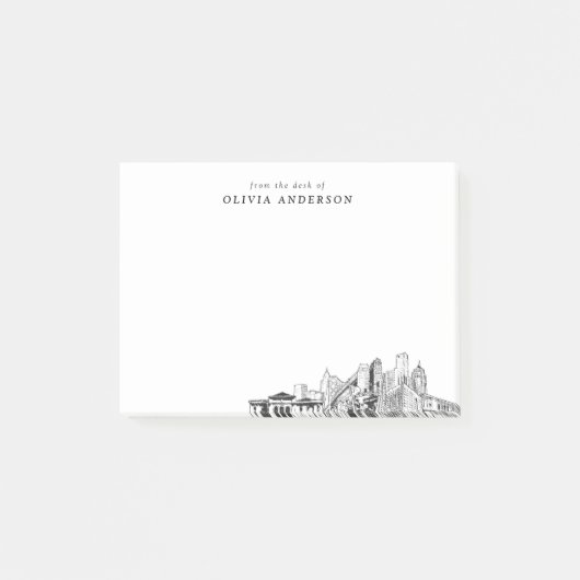 Vom Schreibtisch der Skyline von Detroit Personali Post-it Klebezettel (Vorderseite)