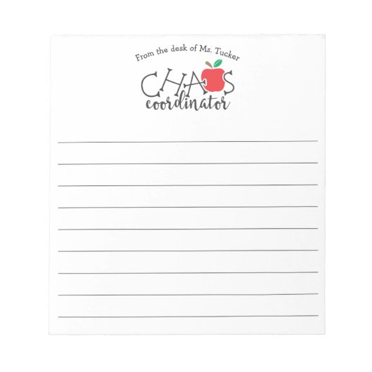 Vom Schreibtisch des Koordinatorlehrers des Chaos Notizblock (Vorderseite)