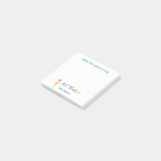 Vom Schreibtisch des Kunstlehrer-personalisierten Post-it Klebezettel (angewinkelt)