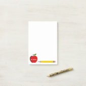 Vom Schreibtisch des Lehrers des roten Apfels Post-it Klebezettel (Auf Schreibtisch)