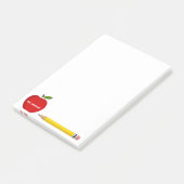 Vom Schreibtisch des Lehrers des roten Apfels Post-it Klebezettel (angewinkelt)