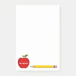 Vom Schreibtisch des Lehrers des roten Apfels Post-it Klebezettel