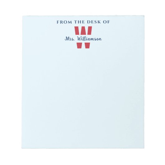 Vom Schreibtisch des Lehrers Monogramm-Individuell Notizblock (Vorderseite)