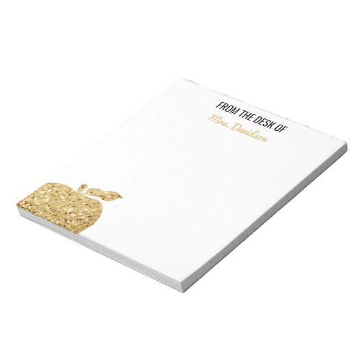 Vom Schreibtisch des Lehrers Personalisierter Gold Notizblock (Rotiert)