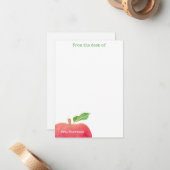 Vom Schreibtisch des Lehrers Red Apple Personalisi Mitteilungskarte (Vorderseite/Rückseite Beispiel)