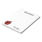Vom Schreibtisch des Lehrers Red Sequin Apple einf Notizblock (Rotiert)
