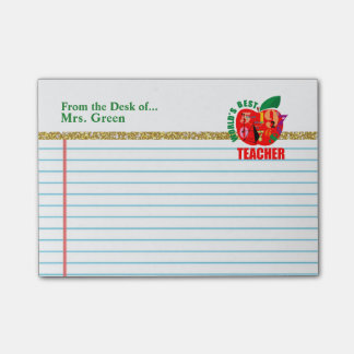 Vom Schreibtisch des Lehrers | roter Apple Post-it Klebezettel