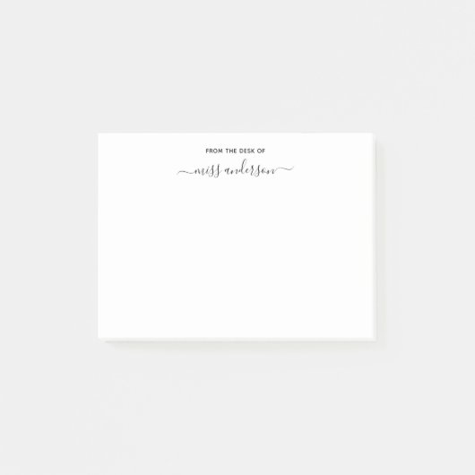 Vom Schreibtisch des Lehrers Trendy Script Name Post-it Klebezettel (Vorderseite)