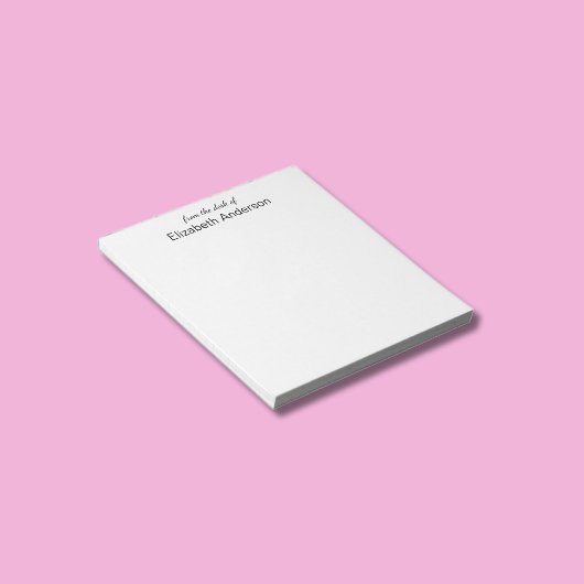 Vom Schreibtisch des Meldebogens "Weiße und schwar Notizblock