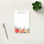 Vom Schreibtisch des modernen Blumenschrift-Namens Post-it Klebezettel (Büro)