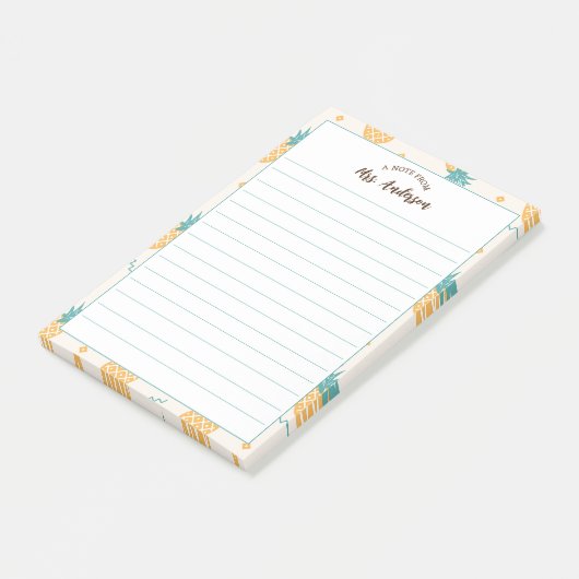 Vom Schreibtisch des Niedlichen Ananas Post-it Klebezettel (angewinkelt)