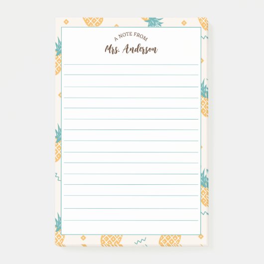 Vom Schreibtisch des Niedlichen Ananas Post-it Klebezettel (Vorderseite)