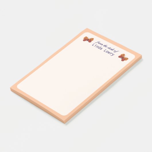 Vom Schreibtisch des Orange Butterfly Post-it Klebezettel (angewinkelt)