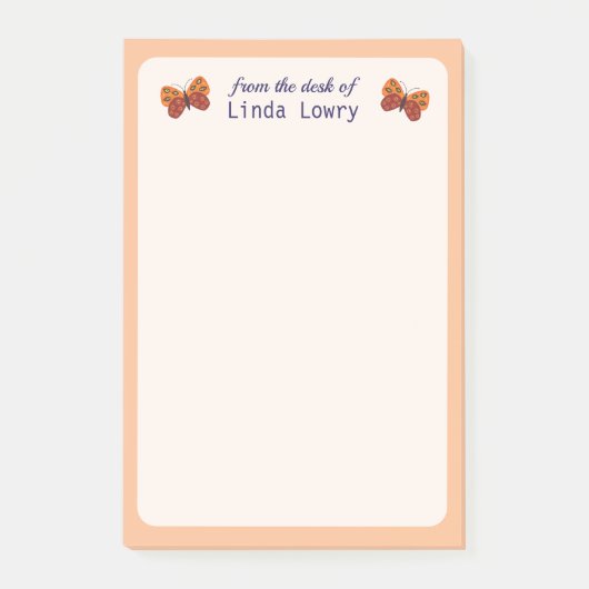 Vom Schreibtisch des Orange Butterfly Post-it Klebezettel (Vorderseite)