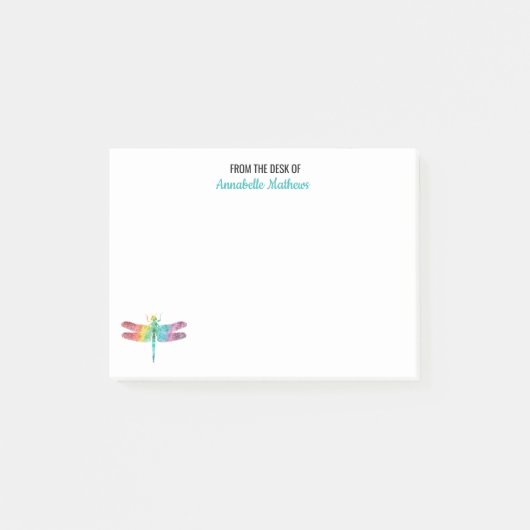 vom Schreibtisch des Regenbogenwasserfarbenen Drac Post-it Klebezettel (Vorderseite)