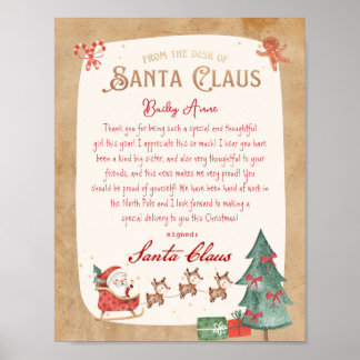 Vom Schreibtisch des Santa Claus Sled Santa Letter Poster
