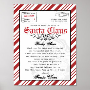 Vom Schreibtisch des Santa Claus Telegram Santa Le Poster