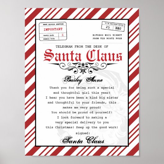 Vom Schreibtisch des Santa Claus Telegram Santa Le Poster (Vorne)