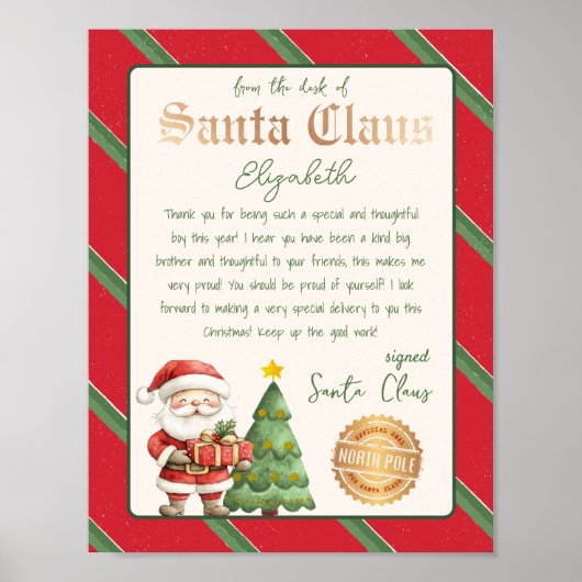 Vom Schreibtisch des Santa Claus Tree Santa Letter Poster (Vorne)