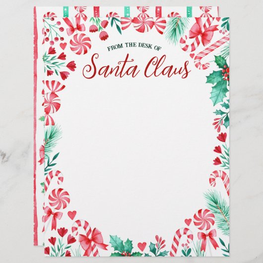 Vom Schreibtisch des Santa Claus Wasserfarbe Briefbogen (Vorne/Hinten)