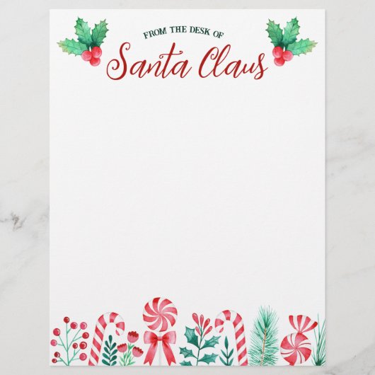 Vom Schreibtisch des Santa Claus Wasserfarbe Briefbogen (Vorderseite)