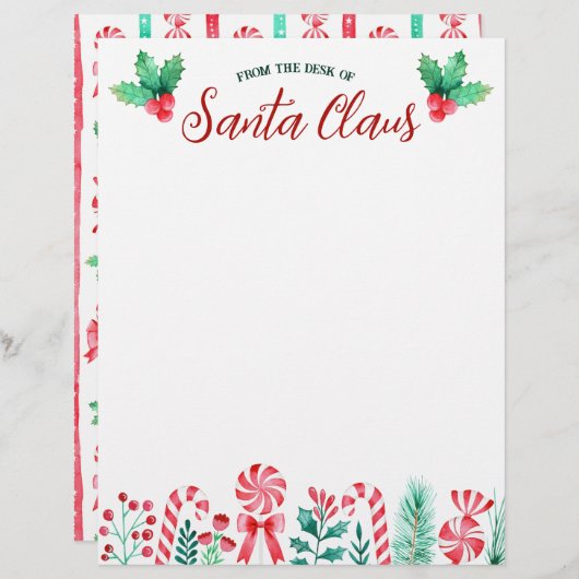 Vom Schreibtisch des Santa Claus Wasserfarbe Briefbogen (Vorne/Hinten)