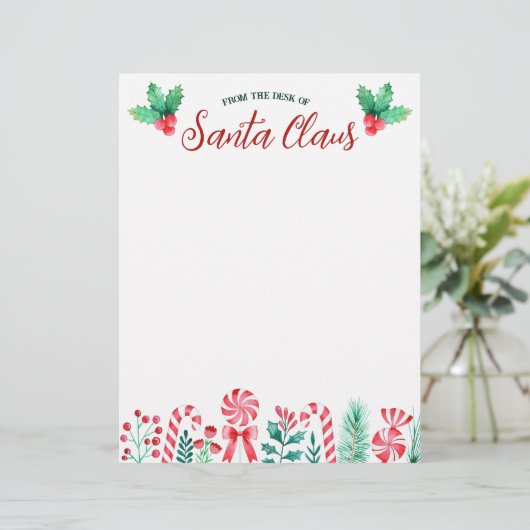 Vom Schreibtisch des Santa Claus Wasserfarbe Briefbogen (Stehend Vorderseite)