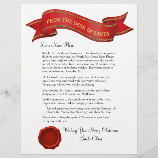 Vom Schreibtisch des Santa Letter mit Siegel - bea (Vorderseite)