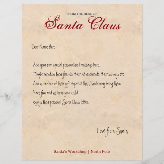 vom Schreibtisch des Santa Personalisierten Schrei (Vorderseite)