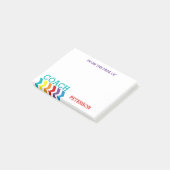 Vom Schreibtisch des Trainer-weiblichen Zickzack Post-it Klebezettel (angewinkelt)