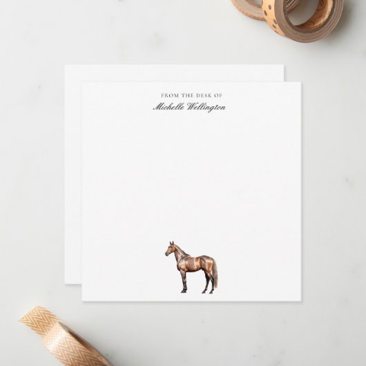 vom Schreibtisch | Eleganter Pferderenname Mitteilungskarte (Vorderseite/Rückseite Beispiel)