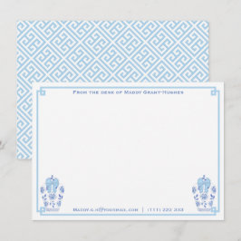 vom Schreibtisch | Ginger Jar Blue Bow Griechische Mitteilungskarte