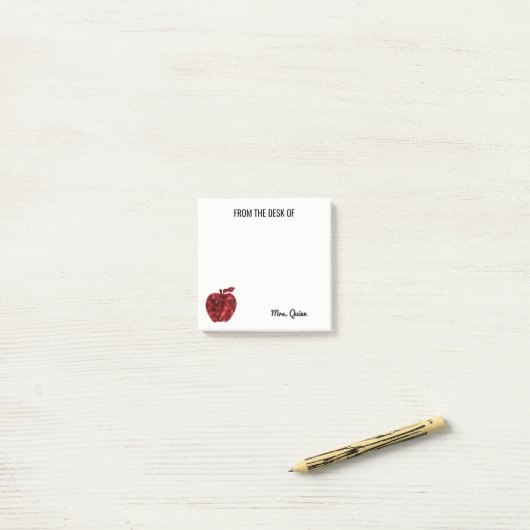 Vom Schreibtisch Lehrer-roten Post-it Klebezettel (Auf Schreibtisch)