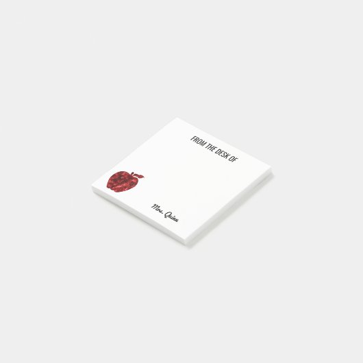 Vom Schreibtisch Lehrer-roten Post-it Klebezettel (angewinkelt)