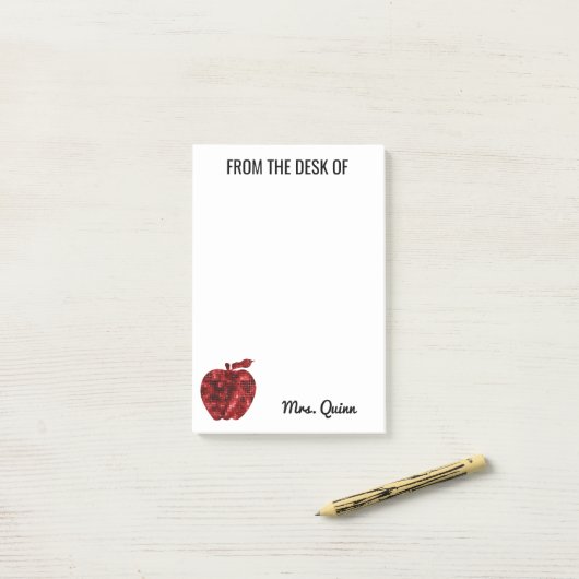 Vom Schreibtisch Lehrer-roten Post-it Klebezettel (Auf Schreibtisch)