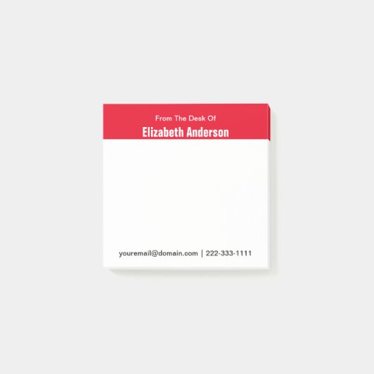 Vom Schreibtisch mit dem Namen Rot und Weiß E-Mail Post-it Klebezettel (Vorderseite)