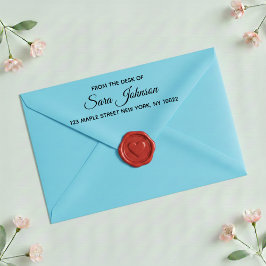 Vom Schreibtisch mit individuellem Adressstempel Permastempel