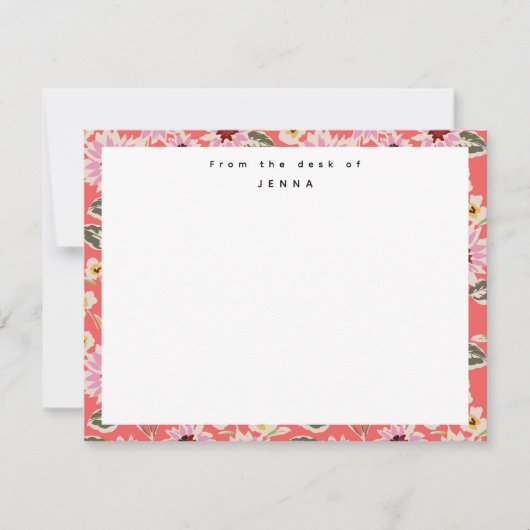 Vom Schreibtisch mit lebendigem Blumenmuster Mitteilungskarte (Vorderseite)