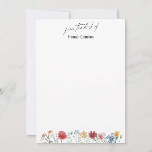 Vom Schreibtisch mit Typografie Wildblume Wasserfa Einladung (Vorderseite)