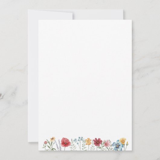 Vom Schreibtisch mit Typografie Wildblume Wasserfa Einladung (Rückseite)