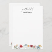 Vom Schreibtisch mit Typografie Wildblume Wasserfa Einladung (Vorne/Hinten)