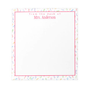 Vom Schreibtisch - Name des Lehrers - Alphabet Notizblock