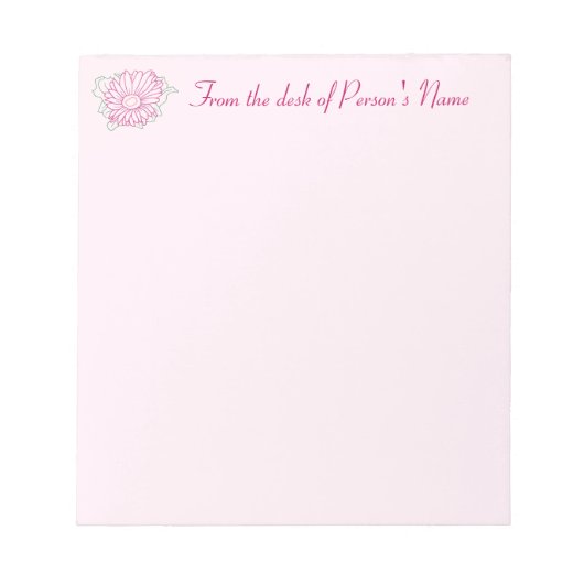 Vom Schreibtisch Personalisierte Fuchsia Blume Not Notizblock (Vorderseite)