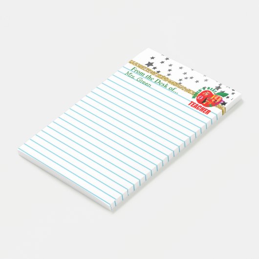 Vom Schreibtisch personalisierten des Namens des Post-it Klebezettel (angewinkelt)