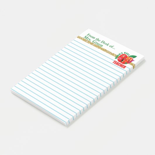 Vom Schreibtisch personalisierten Namens Post-it Klebezettel (angewinkelt)