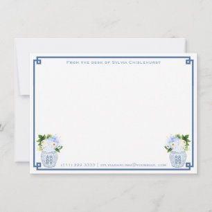 Vom Schreibtisch von Blue White Green Chinoiserie  Mitteilungskarte