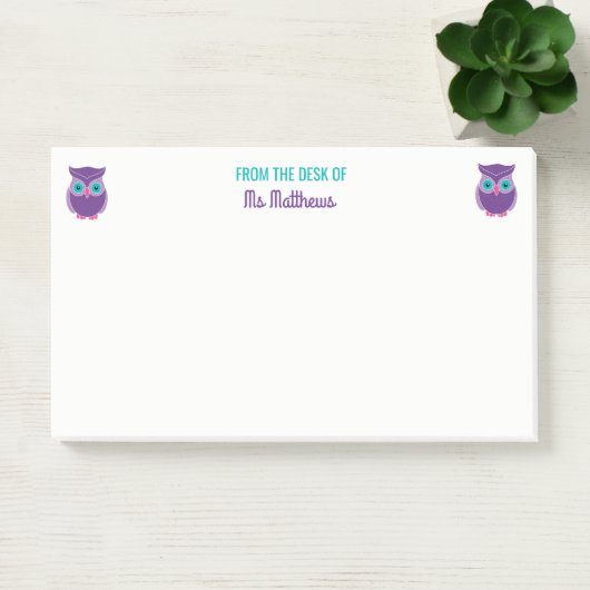 Vom Schreibtisch von Lehrer-Eulen-personalisiertem Post-it Klebezettel (Büro)