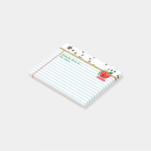 Vom Schreibtisch von Lehrer-Namen | Apple Post-it Klebezettel (angewinkelt)