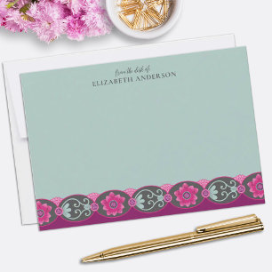 Vom Schreibtisch von Pretty Teal Floral Mitteilungskarte